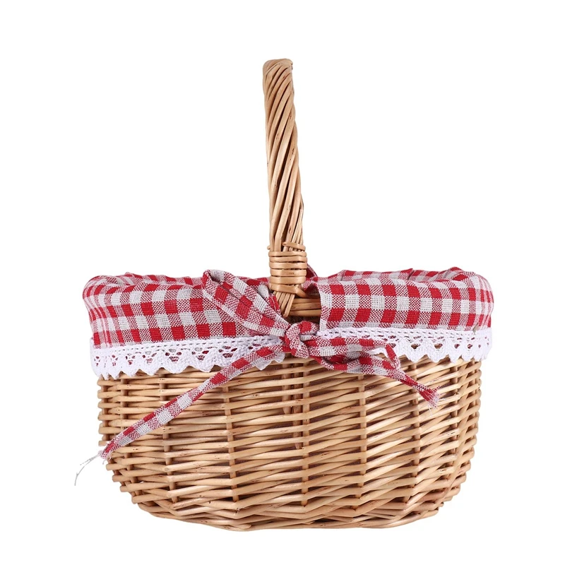 

Wicker Basket Gift Baskets Empty Oval Willow Woven Picnic Basket with Handle Wedding Basket