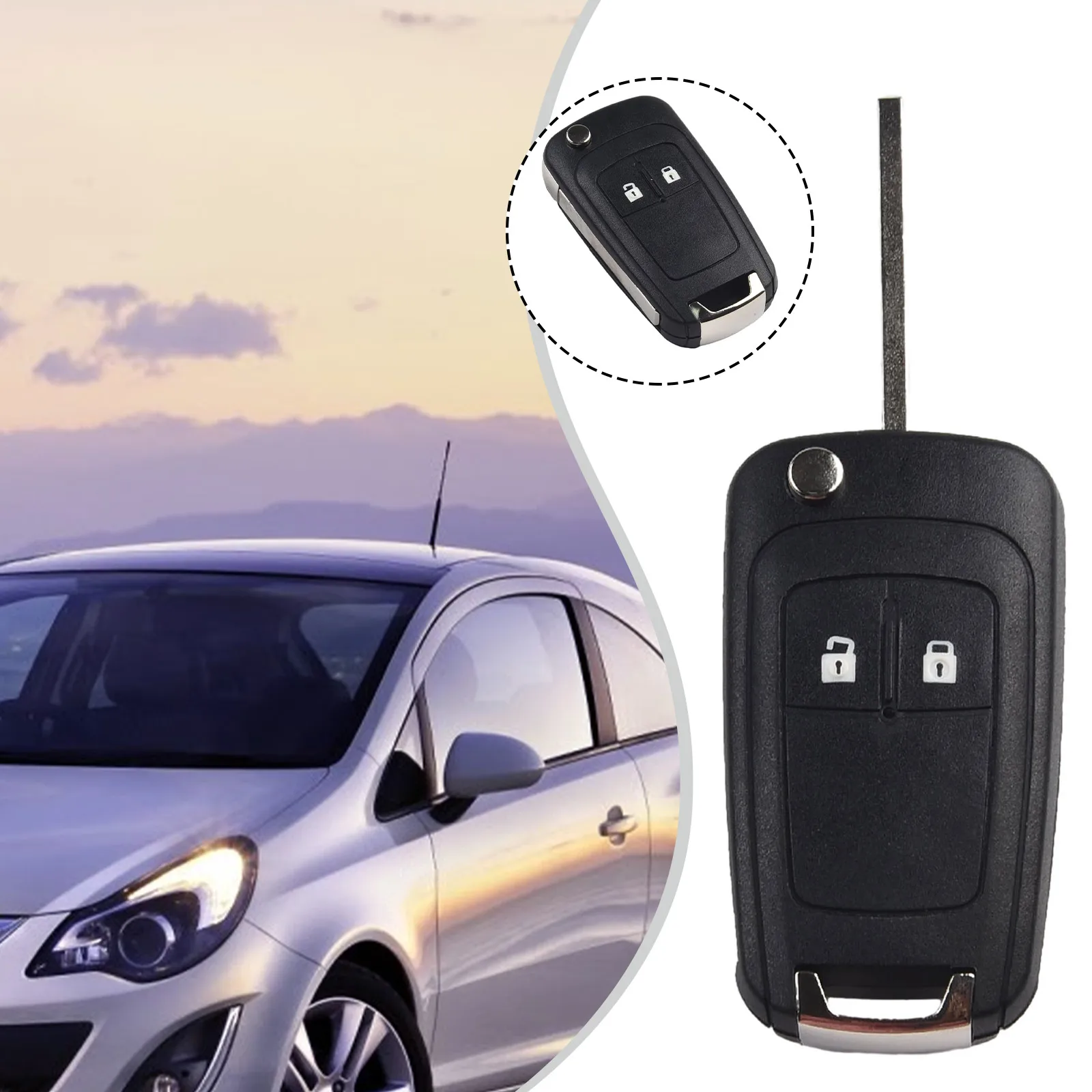 

Car 2-button Folding Key Case Cover Folding Key Housing Black Key Shell Without Battery For Opel Zafira Mokka Karl Insignia