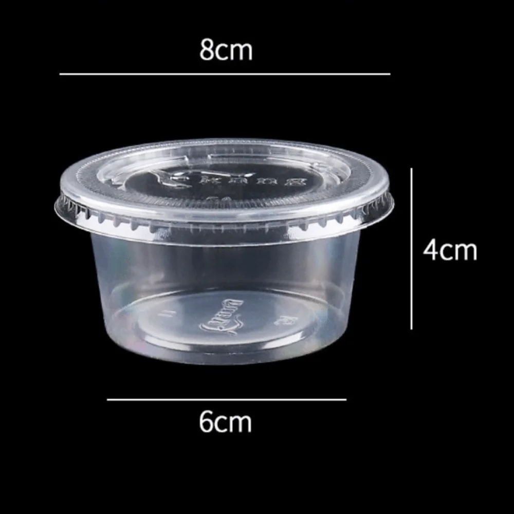 100pcs New Plastic Disposable Cups with Flat Lids 130/160/180/250/300/400ml Sauce Bowls Leakproof Clear Pudding Bowl Party Use