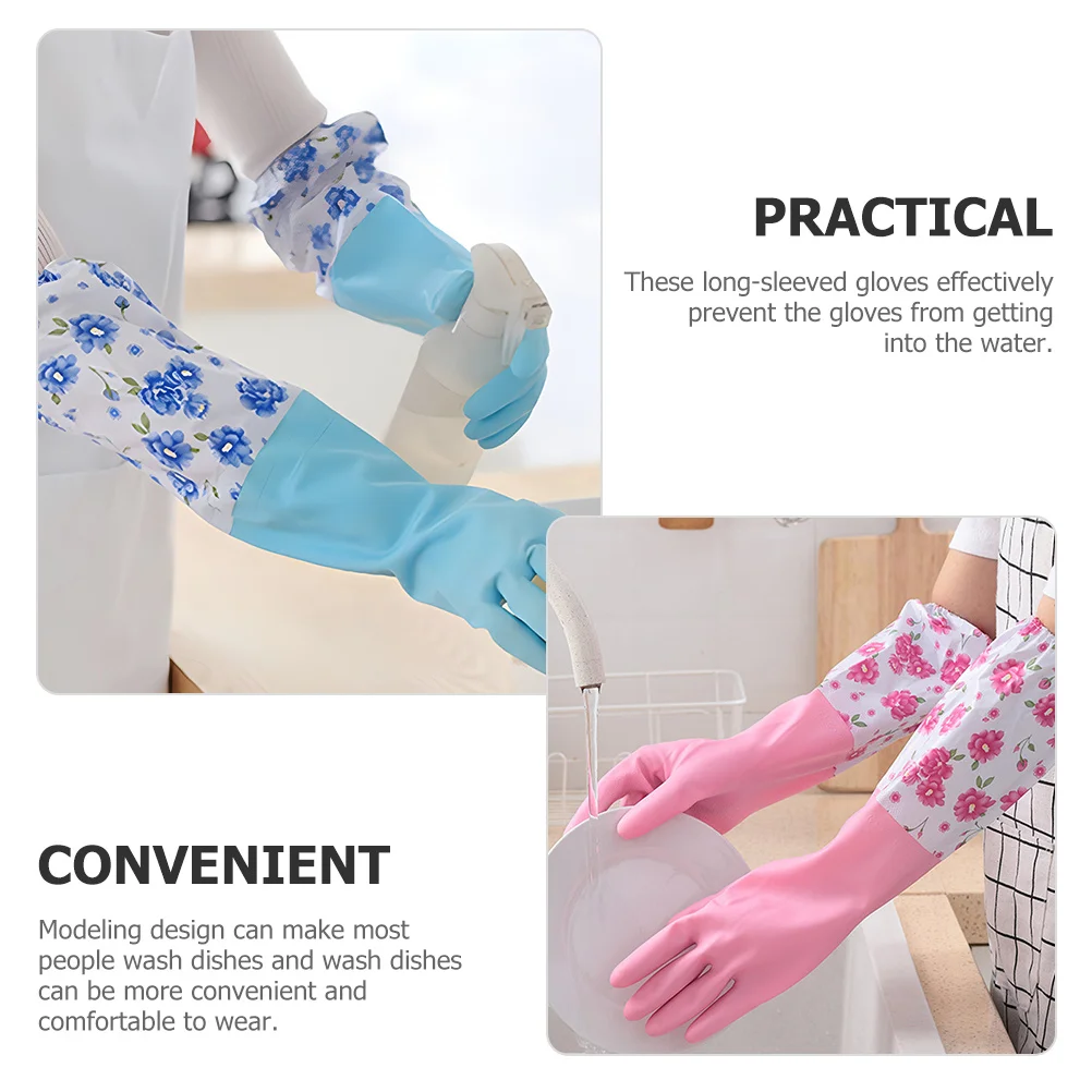 

2pcs Reusable Insulated Warm Cleaning Long Sleeve Dishwashing Gloves For Kitchen Household Washing Tasks Reusable Cleaning