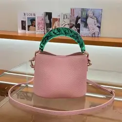 2024 New Fashion Simple Shoulder Crossbody BagsBrand Design Luxury High Quality Genuine Leather Hand-held Bucket Bag For Women