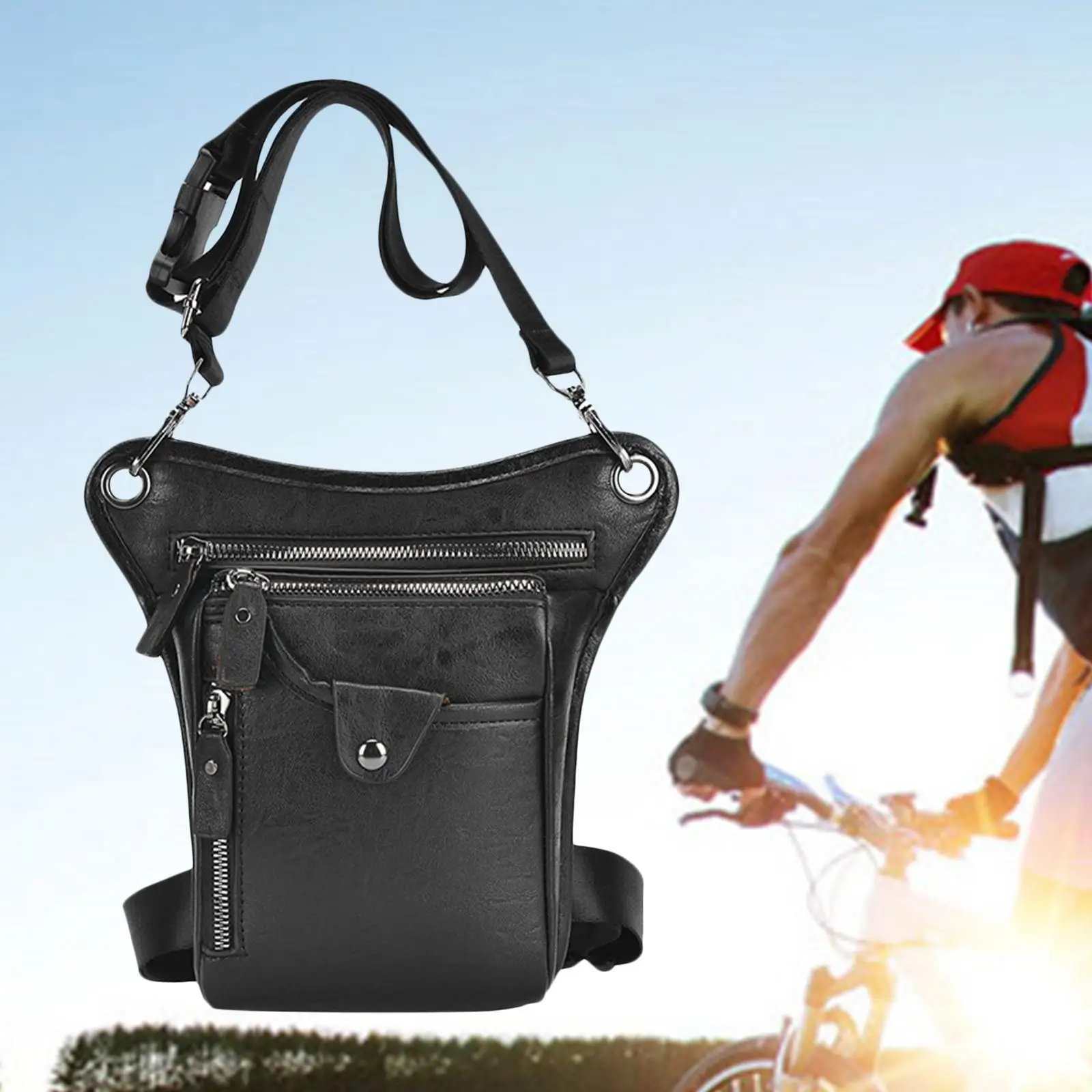 Fashion Men Drop Leg Bag Thigh Waist Pack Hip Bag Pouch for Climbing Sports Black