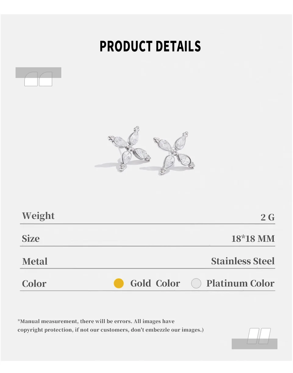 NiNice الفولاذ المقاوم للصدأ عالية الجودة مقاوم للماء لامعة قرط صغير زهري بلينغ مكعب زركونيا موضة رائعة الأذن مجوهرات #6