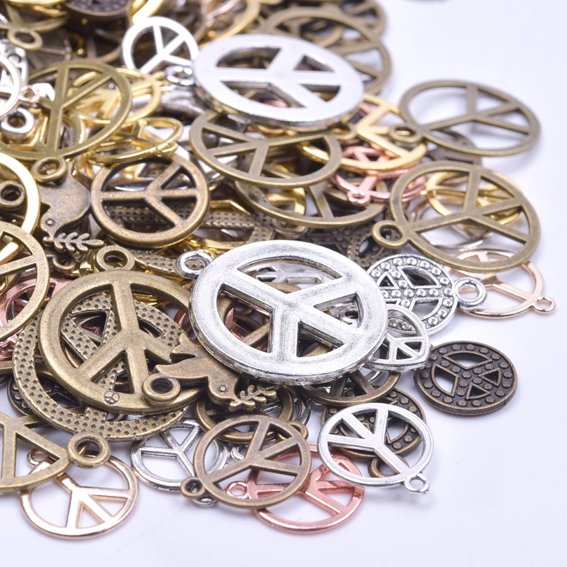 30/50/100pcs/Lot Random Mix Peace Symbol Charms Pendant For Jewelry Making Diy Necklace Bracelet Keychain Handmade Accessories