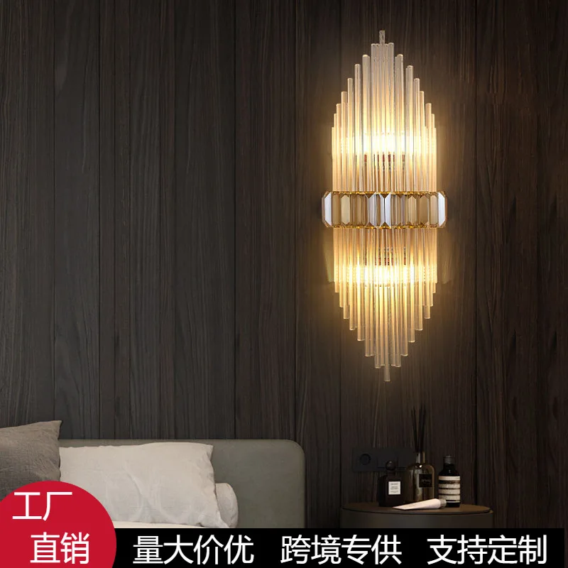

Светлый роскошный отель хрустальный настенный светильник атмосферная вилла гостиная коридор лампа для прохода современный простой светильник для вестибюля отеля