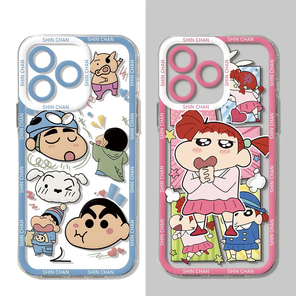 Anime Crayons Shins-chans Phone Case For Samsung S24 S23 S22 S21 S20 S10 FE Note20 Note10 Plus Ultra Lite 5G Clear TPU Cover