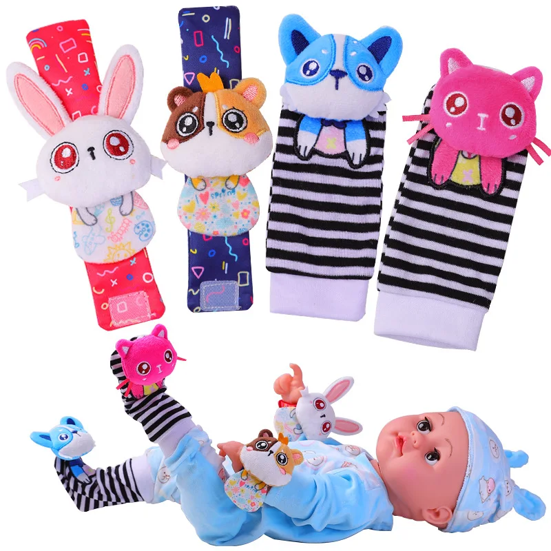 

Baby Wrist Strap Sock Baby Rattle Wrist Strap Parent-child Interactive Toy Cartoon Animal Soothing Plush Doll Baby Toy