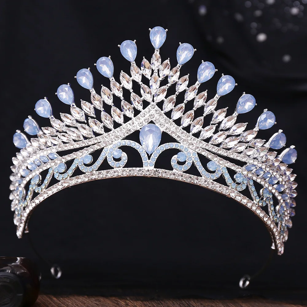 

European and American luxury bridal rhinestone beauty pageant headband, performance wedding dress, alloy crown