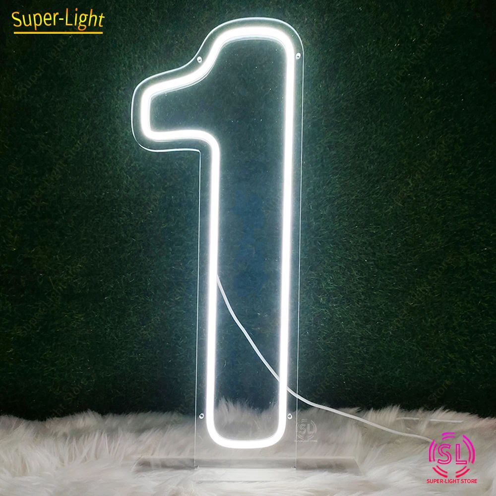 

Big 60cm LED Number 1 Neon Sign Birthday Decor Warm White Light Signs for Birthday Party Decoration Number 1 Lamp Kids Gift