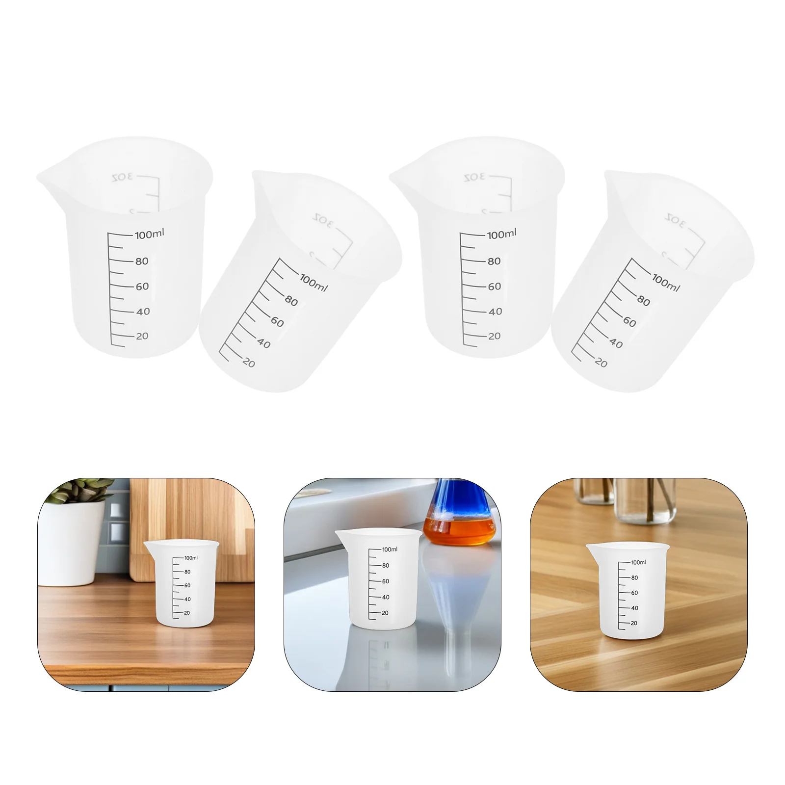 

8 Pcs Silicone Measuring Cup Reusable Epoxy Resin Applicator Cups Kitchen Tools Mini