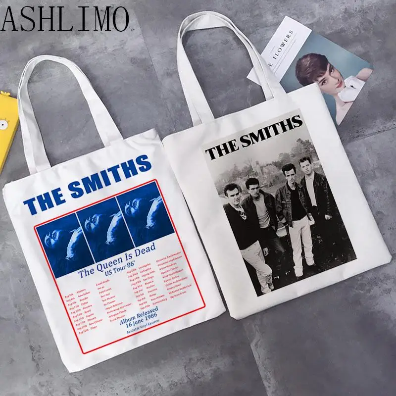 The Smith Women Shopping Bag English Rock Band Women Shoulder Bag Harajuku Large Capacity Vintage Shopper Bag Large Shoulder Bag