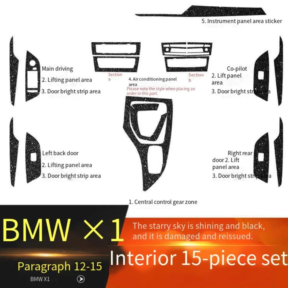 لسيارات BMW X1 X2 2012-2023 سيارة التصميم ثلاثية الأبعاد/5D ألياف الكربون سيارة الداخلية مركز وحدة التحكم اللون صب ملصق الشارات أجزاء