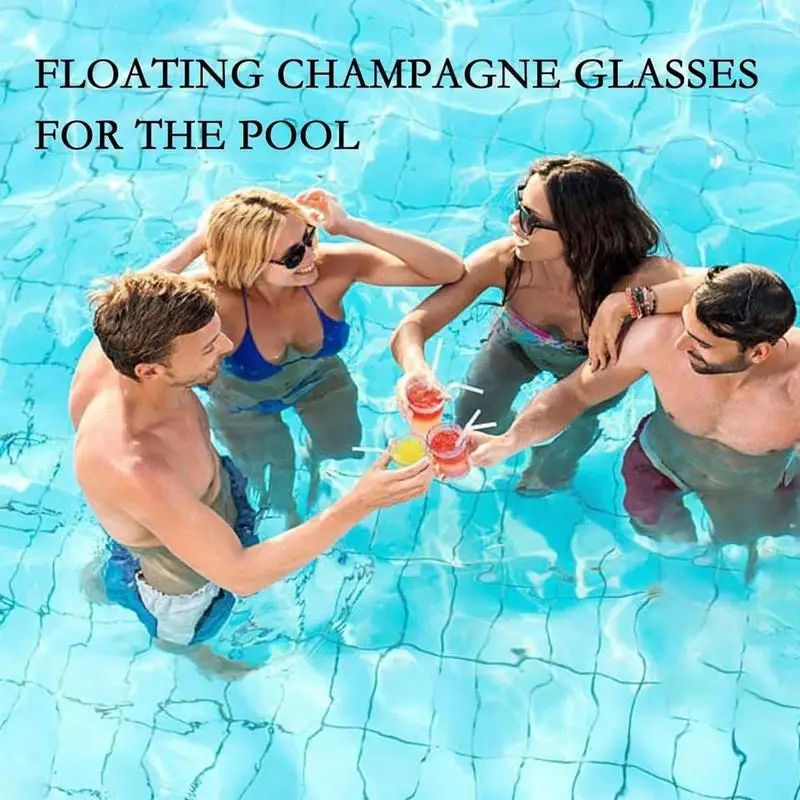 Champagne Glasses Floating 6pcs Pool Champagne Flutes Wine Glasses In Acrylic Juice Beverage Drinking Cups Novelty Drinkware For