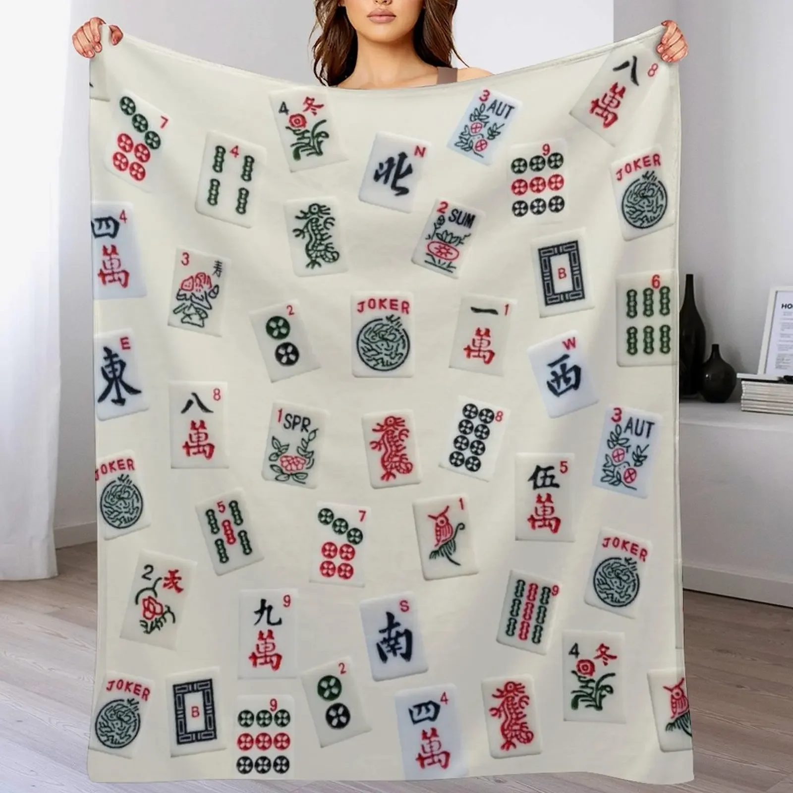

Mahjong game tiles design Throw Blanket Nap blankets and throws Warm for babies Blankets