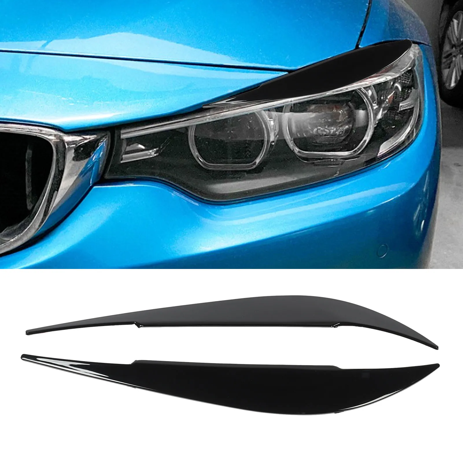 

1 Pair of ABS Headlight Eyebrow Stylish Protective Headlamp Eyelid for BMW 4 Series F32 F33 F36 2014-2020