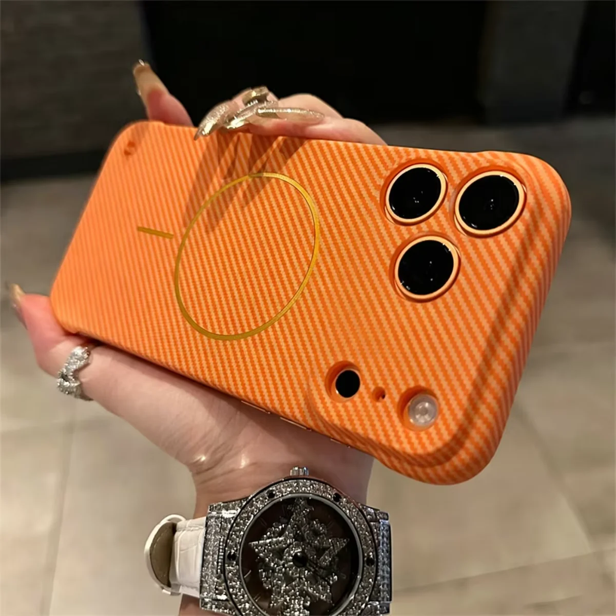 Ultrathin Carbon Fiber Texture For Magsafe Case For Iphone 17 Air 16 15 14 13 12 11 Plus Pro Max Frameless Bumper Magnetic Cover