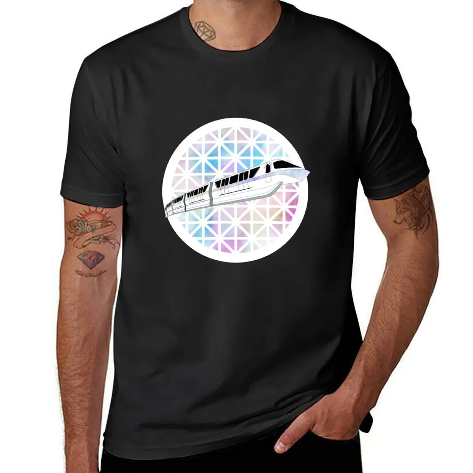 Rainbow Spaceship Earth Monorail T-Shirt quick drying summer top plus sizes hippie clothes Men's t-shirts