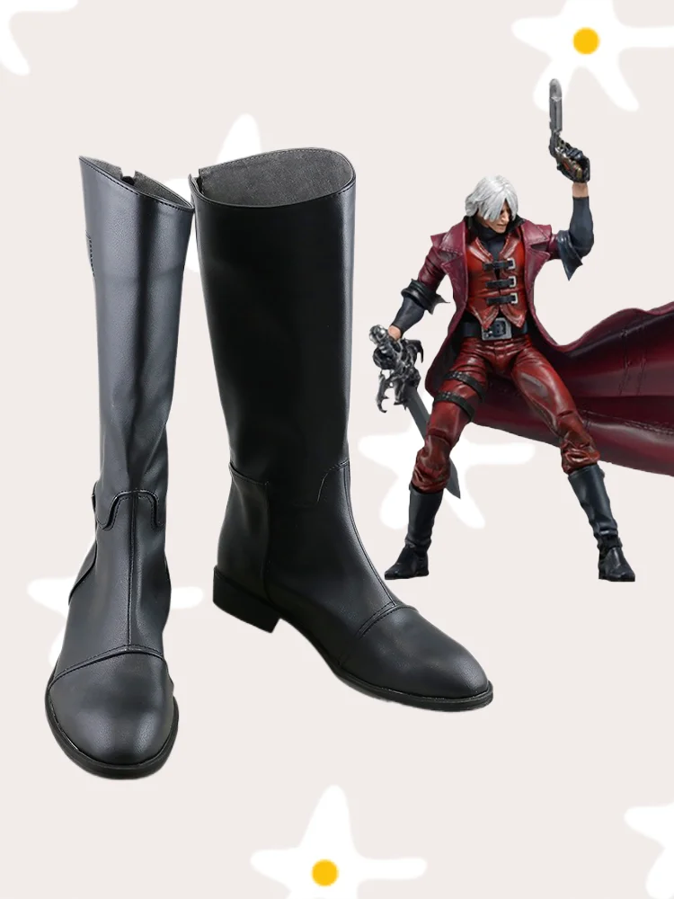 

DMC Dante Обувь для косплея Сапоги Аниме Игра Дьявол Хэллоуин черные сапоги