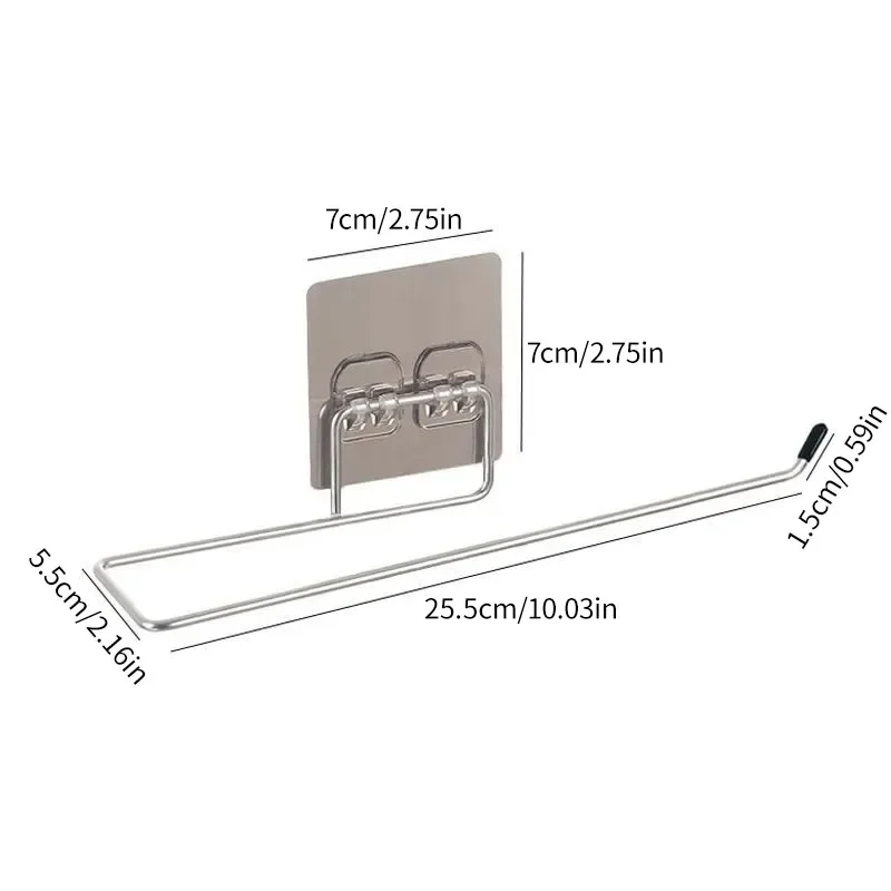 Stainless Steel Kitchen Wall Hanging Paper Towel Rack Perforation Free Dish Cloth Organizer Multiple Uses view 6