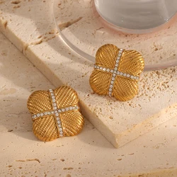 Fashion Zirconia Stainless Steel Statement 18k Gold Plated Jewelry Personality Charm Fashion Stud Earrings Luxury Women