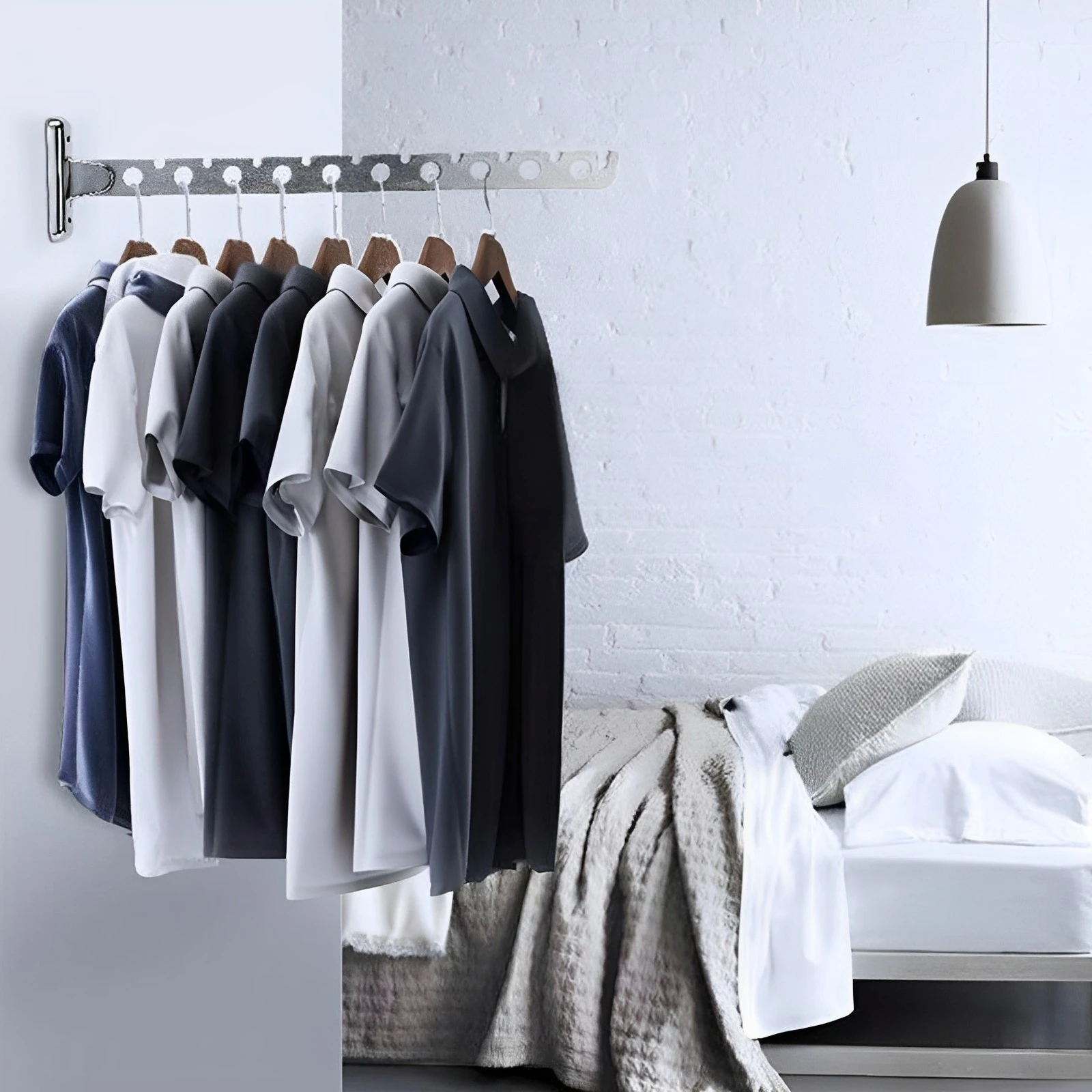 

2 Pcs Wall Mounted Clothes Drying Rack Stainless Steel Coat Hanger Holder Folding Clothes Hanger Space Saving Laundry Hanging