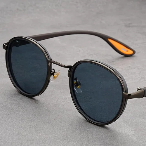 Gafas de sol de diseñador Retro para exteriores para hombre, gafas de sol redondas de moda de plástico de calidad para hombre, gafas de protección UV400 para exteriores para mujer
