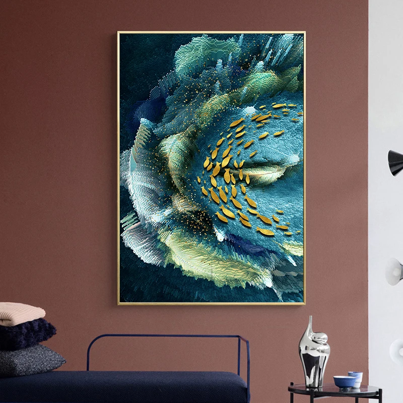 2 قطعة/المجموعة جديد النمط الصيني مجردة الأسماك فراشة المشهد قماش المشارك اللوحة صورة غرفة المعيشة الحديثة ديكور المنزل