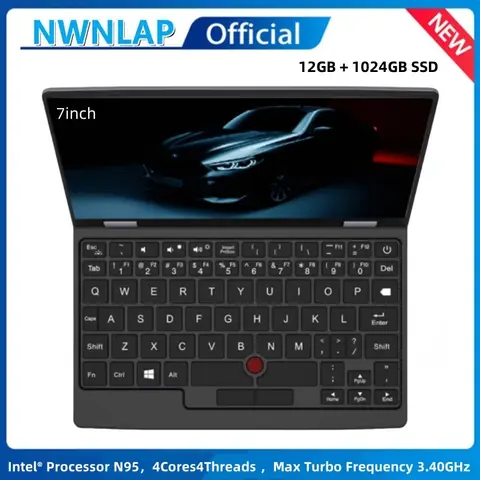 7 inch Pocket Laptop N95 Notebook Touch Screen Portable Netbook Win 11 Pro 8GB 16GB+1TB Mini PC Micro Computer Bluetooth 4.2