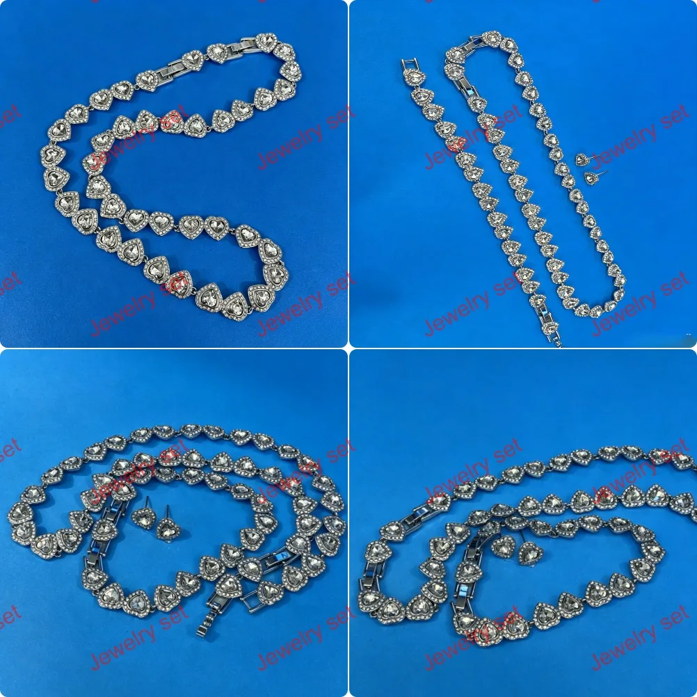 Collar de tenis Ariana Grande de color plateado de buena marca, conjunto de joyería de lujo romántico para mujer, conjuntos de joyería de plata de ley 925