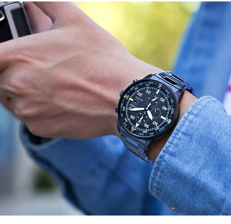 Citizen moda masculina relógio de aço inoxidável calendário luxo relógio de pulso de quartzo relógios de negócios para homem montre homme