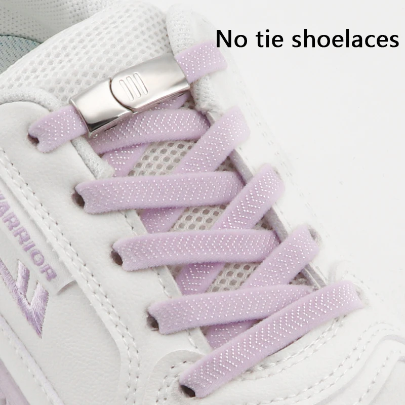 Elastic Pure Color 8MM Flat Shoe Laces Kids Adult For Sneakers New Buckle Lock Magnetic Shoelaces Without Ties Shoes Accessories