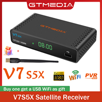 GTMEDIA V7S5X Satellite Receiver DVB-S/S2/S2X 1080P Full HD with a USB WiFi HEVC H.265 8bit  ACM, VCM Support Ccam, Newcam