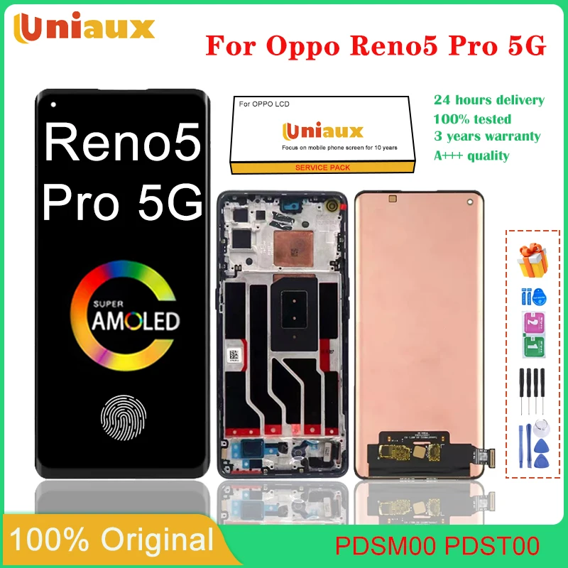 

6,55 AMOLED для OPPO Reno 5 Pro 5G, ЖК-экран мобильного телефона в сборе, сенсорный экран, замена ЖК-панели