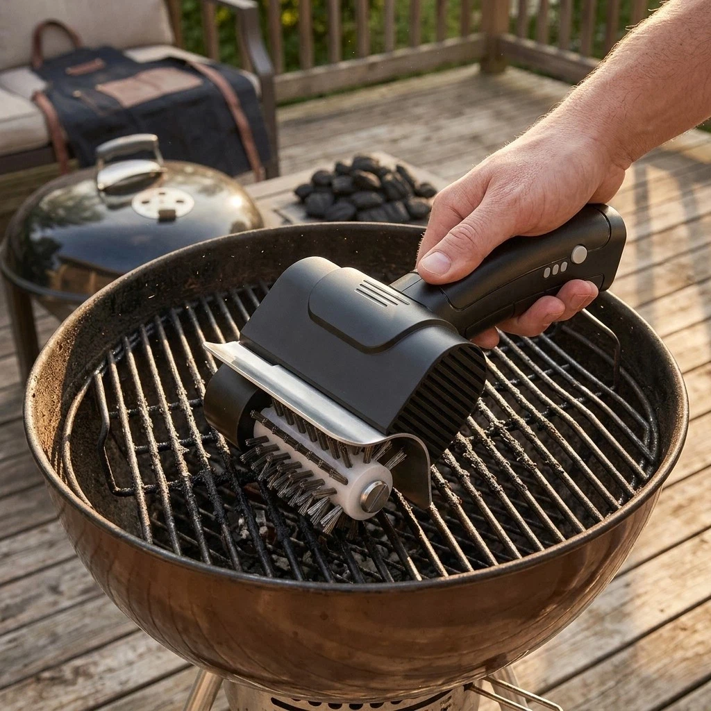 Bbq Scraper Detachable Electric Grill Brush Grill Cleaning Tool High-Torque Stainless Steel Roller Brush For Outdoor Bbq Picnic