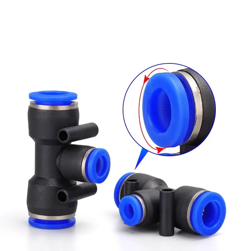 Pneumatic Push-In Quick Connector PE/PEG Plastic Tee Fittings (PE4 PEG6-4/8-4/8-6/10-6/8) for Air Compressor Fluid Systems Hose view 3