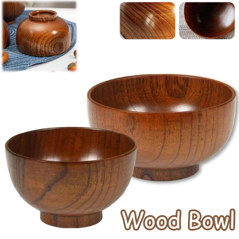 

Household Solid Wood Bowl Children's Large Tableware Bowl Multi-functional Heat-Insulating Fall-Resistant Food Containervajillas