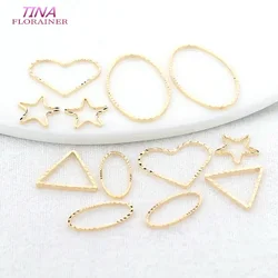 20PCS 10MM 16MM 14K Gold Color Brass Star Heart Oval Pendant Connector Rings Component DIY Jewelry Making Accessories Wholesale