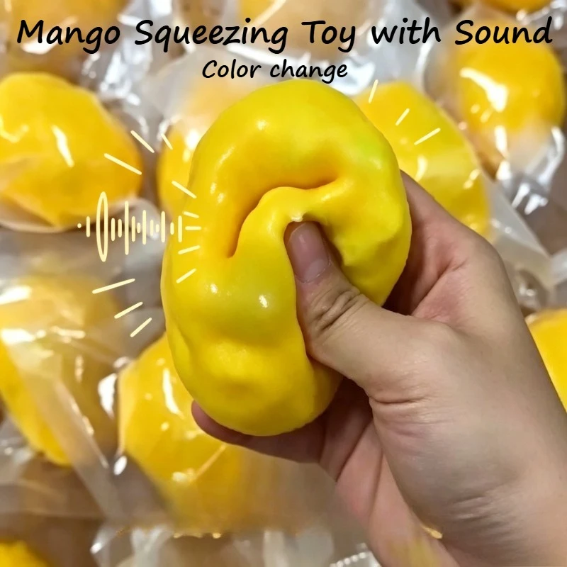 Handgemachter Warmer Knuspriger Mango-Squishy-Fidget-Ball Farbwechselndes ASMR Sensorisches Stressabbau-Spielzeug Quetschspielzeug zur Stresslinderung