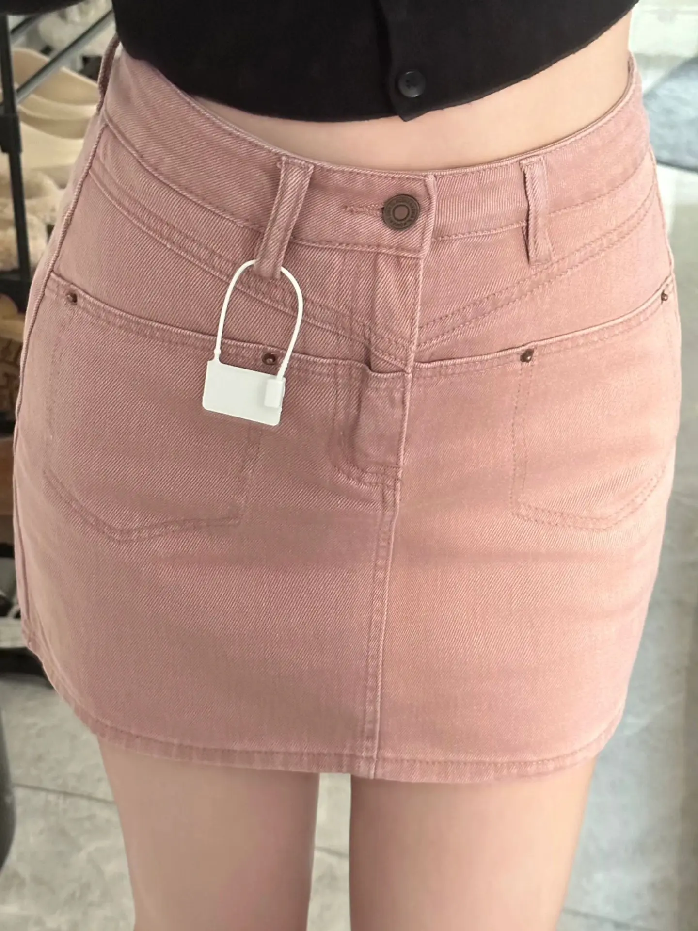 Roze denim ort rok dames zomer dunne hoge taille groot formaat afslankende heupbedekkende a-lijn f-lengte rokken
