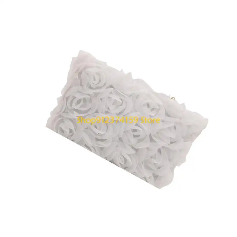 

G5AE Elegant Foldable Women's Evening Bag Roasted Floral Detail Easy Carry Ergonomic Design Essential Elegant Dinner Bag