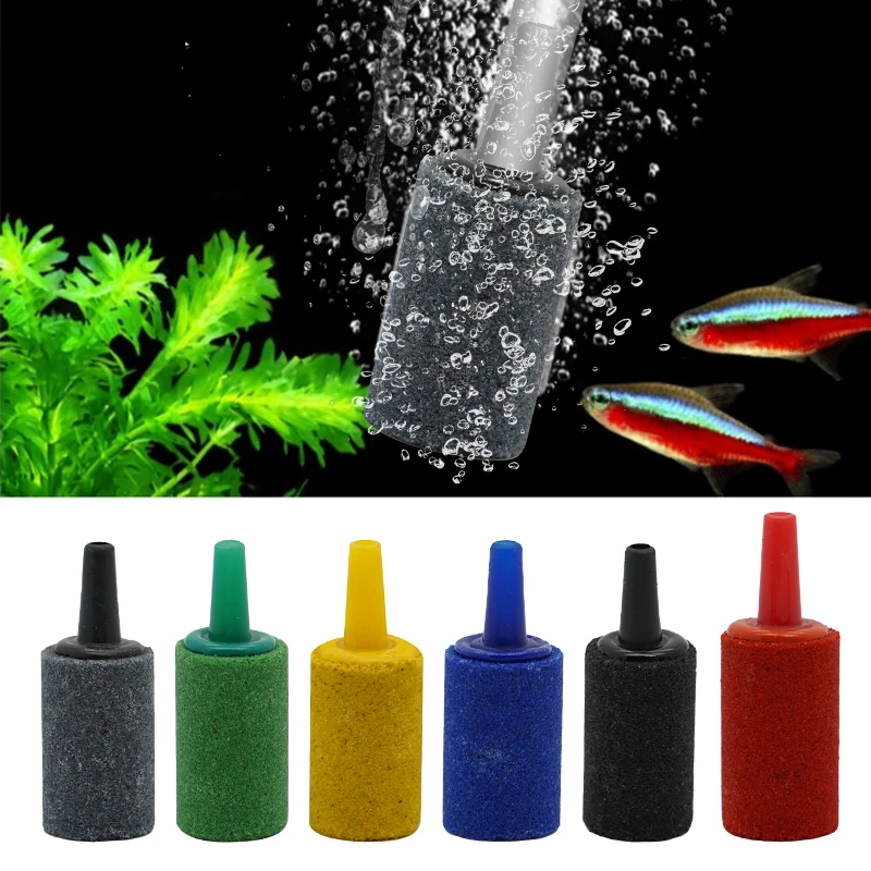 2/5/10pcs Aquarium Cylinder Shape Air Stone Mineral Bubbles Release Fish Tank Punp Airstone Aeration Aerator Accessories