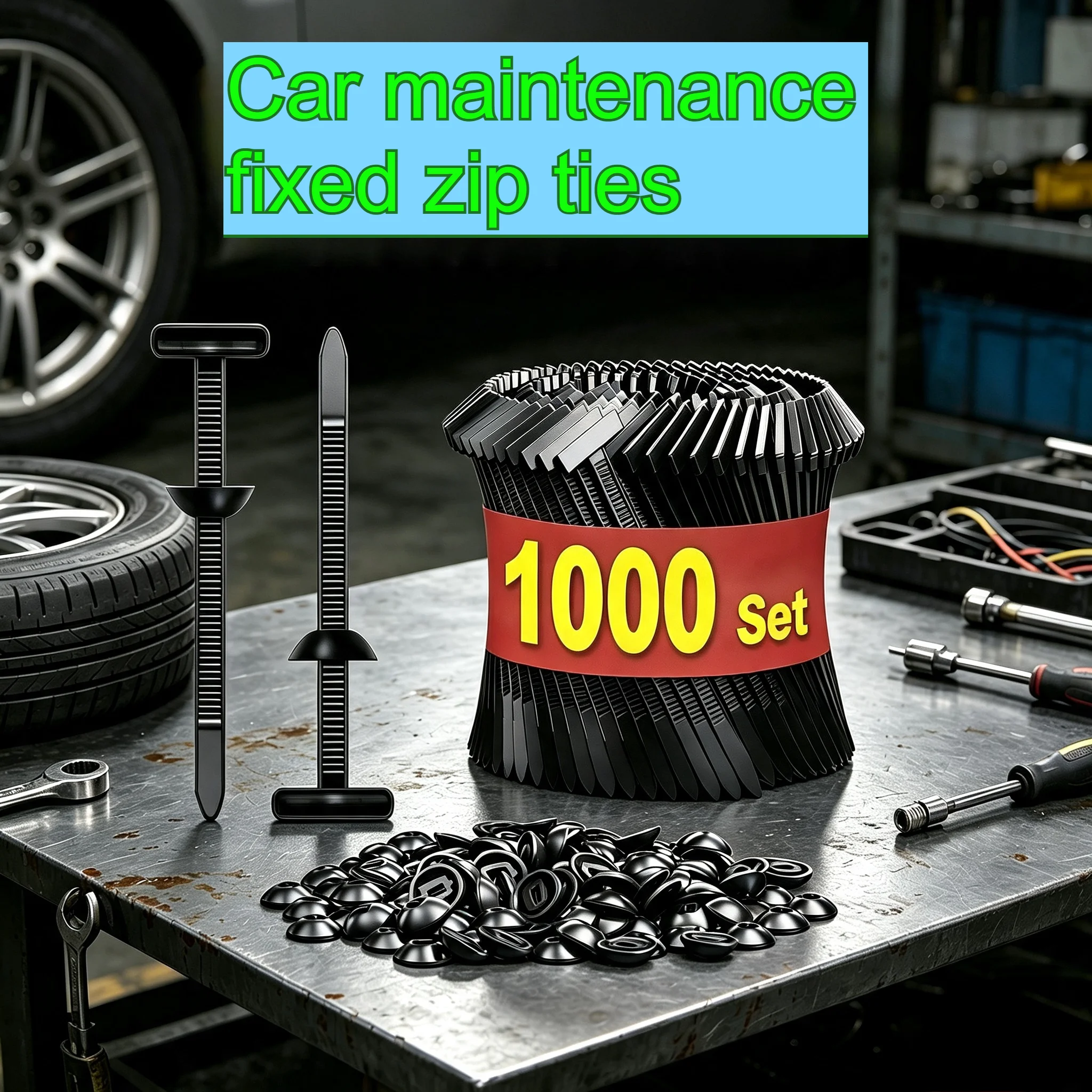 2026 Car Repair Fastening Strap 1000-1set Self-locking Universal Nylon Cable Tie Buckle Heavy Duty Zip Ties with Pin & Button