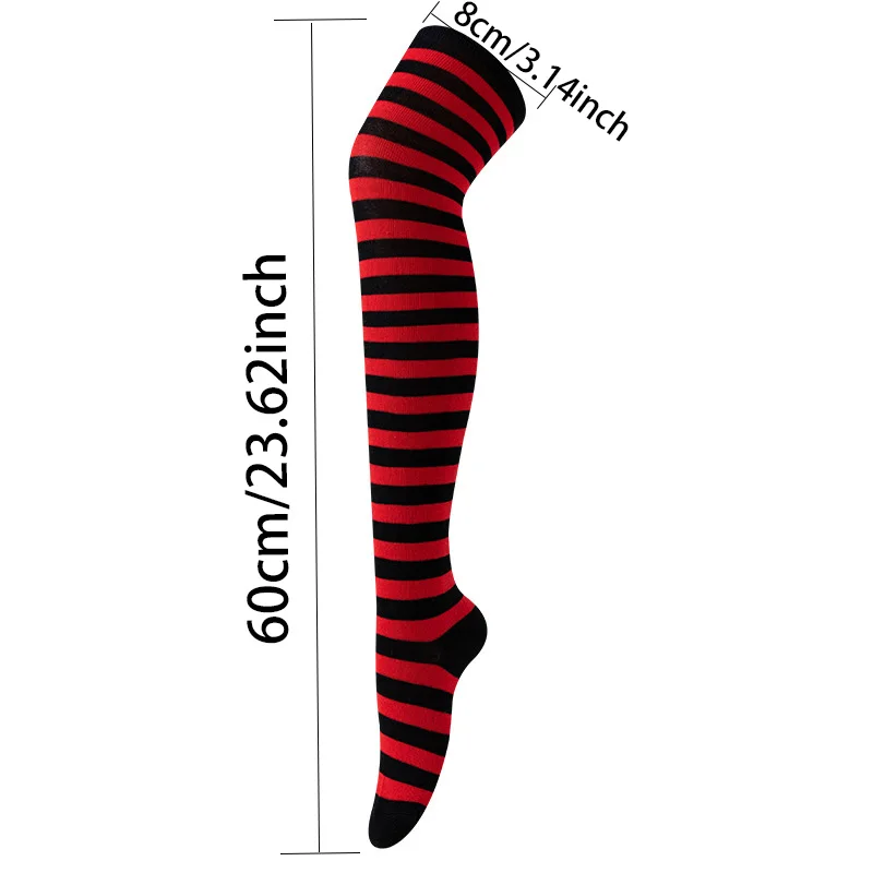 Stoking Bergaris Warna Musim Gugur Musim Dingin Kaus Kaki Di Atas Lutut Jepang Kaus Kaki Panjang Ramping Seksi Tetap Hangat Wanita Mode Kaus Kaki Bergaris