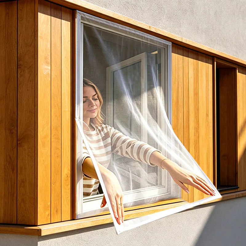 Moustiquaire de fenêtre à ouverture vers l'intérieur, en tulle invisible, sur mesure, en fibre de verre blanche, anti-moustiques