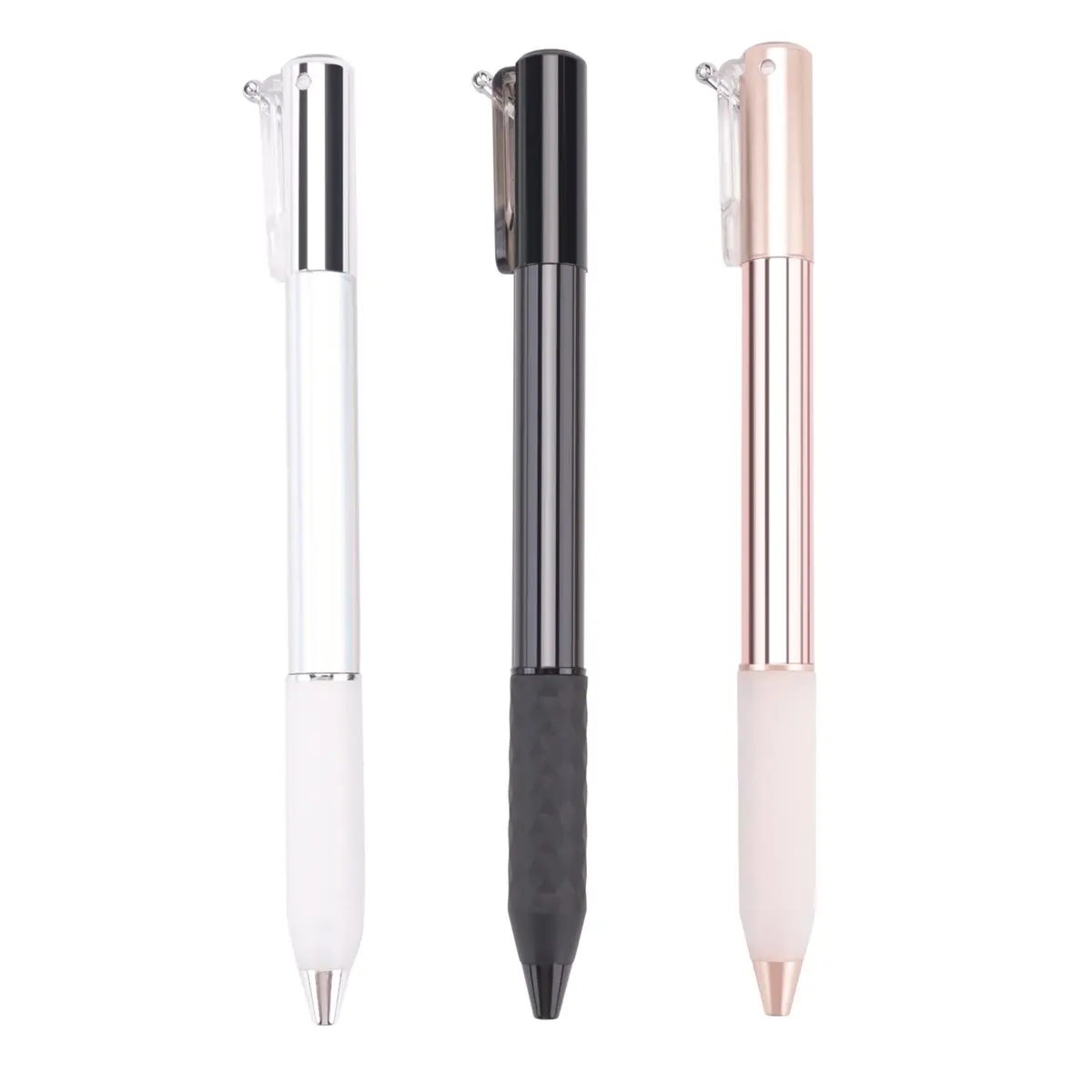 MALL Geometric Metal Crinkle Pen Fidget, Stress Relief Metal Shape Shifting Switchpen, 0.5mm Retractable Gel Pen, Multicolor