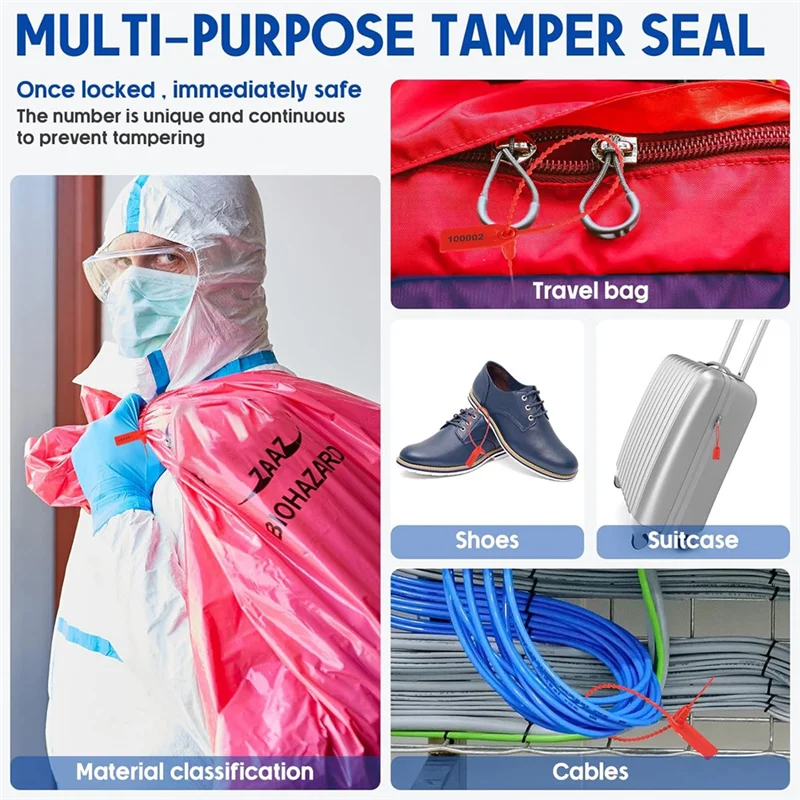 

AED7-2000 PCS Plastic Tamper Resistant Seal Fire Extinguisher Label Seal Security Number Zipper Collar 250Mm Length