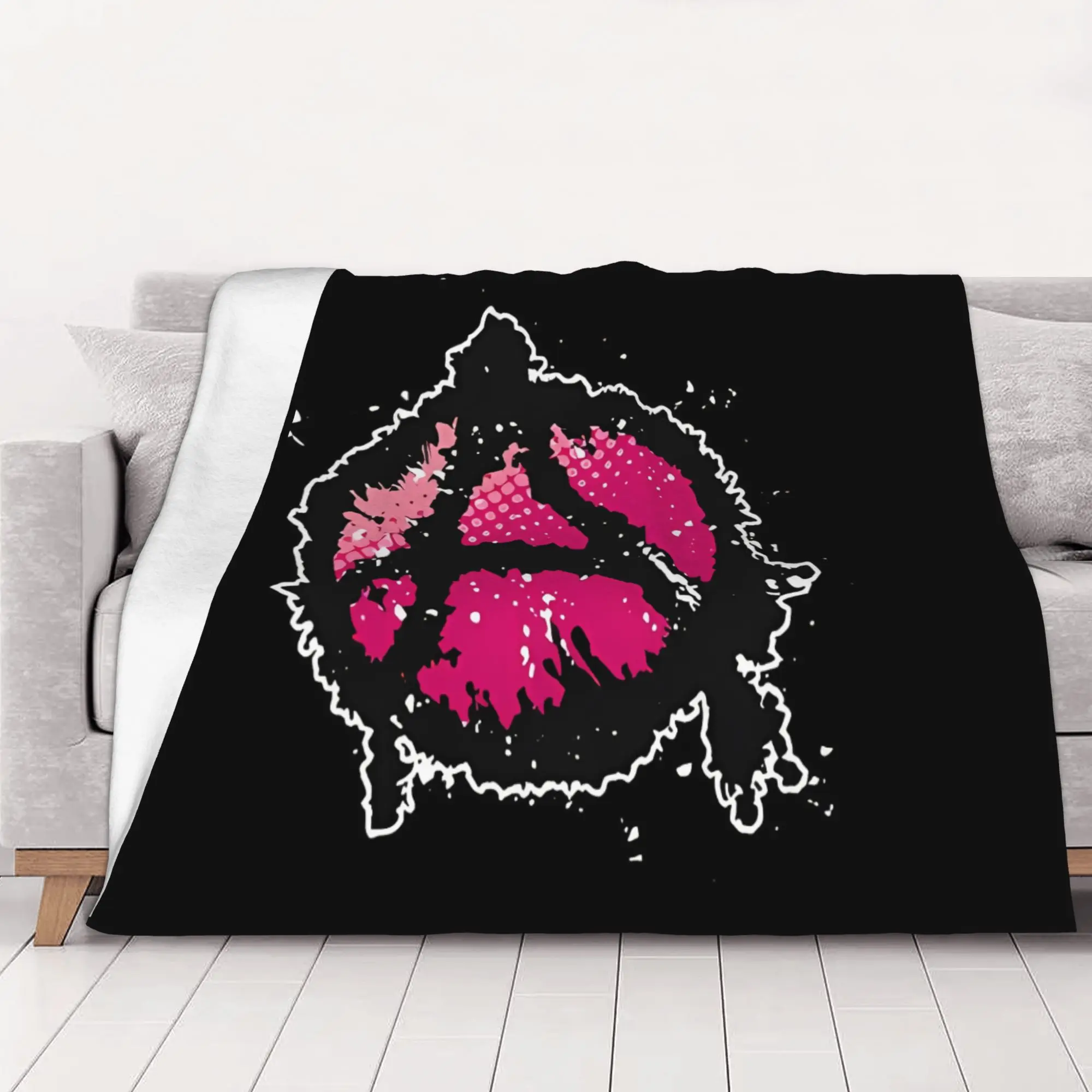 1PC home Cutecore Anarchy Symbol In Magenta  Anarchy Blanket Super Cosy Plush Home Living Room Sofa halloween