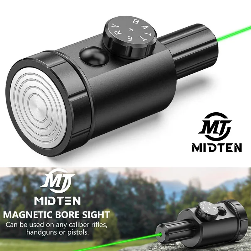 MidTen Magnetic Green Laser Bore Sight Kit Multiple Caliber Fit Rifle Rifling Scratch Proof Suitable for Sighting Scopes Hunting