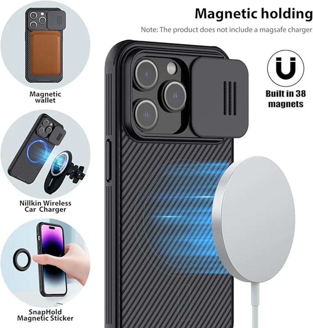 For iPhone 16 Pro Max Magsafe Case Nillkin CamShield Pro Slide Camera Protection Back Cover For iPhone 15 Pro Max Magnetic Cases