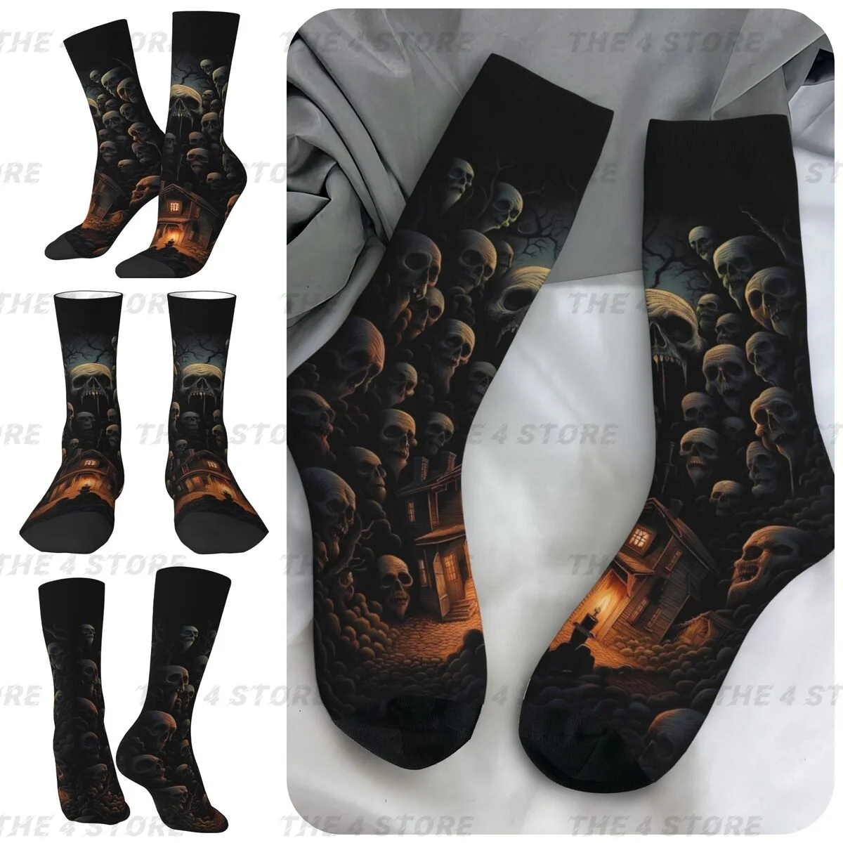 

Skulls High elasticity polyester fiber cosy Unisex Warm Happy 3D color printing Socks